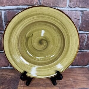 Thomson Pottery AMAZON Green‎ 9" Salad Soup Bowl Swirl Speckle Brown Stoneware